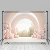 Aperturee - Aperturee Sweet Nude Color Balloon Arched Wedding Backdrop
